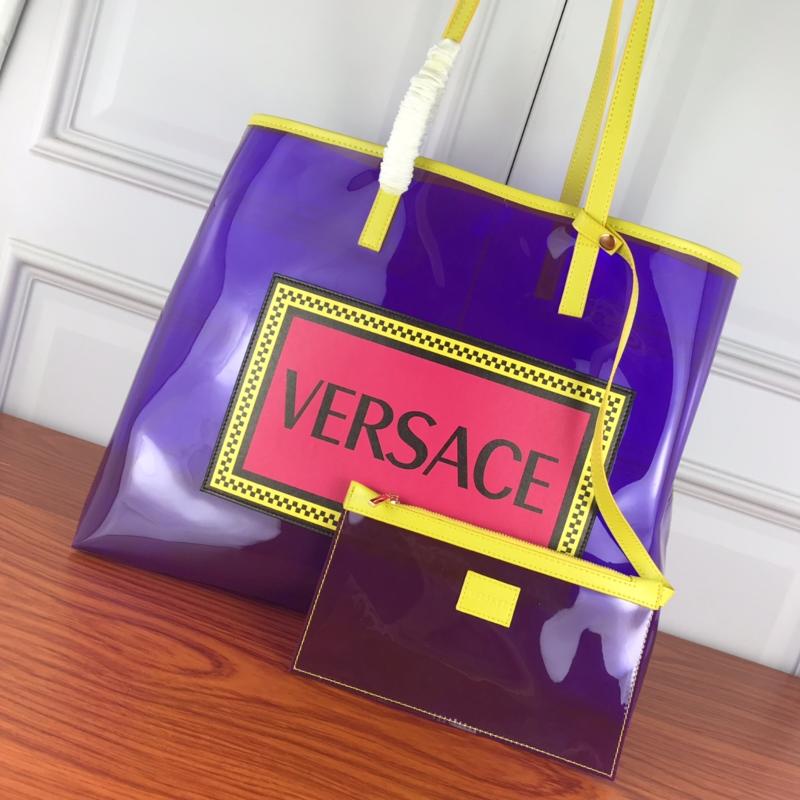 Versace Chain Handbags DBFG483 Transparent Tote Package Purple